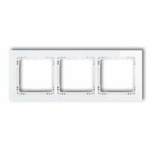 ramka DECO 3-kr.szkło biały/biały