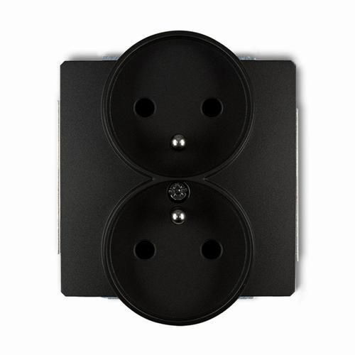 gniazdo DECO podwójne do ramki z/u czarne matowe 12DGPR-2z