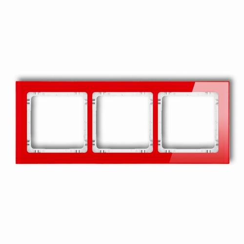 ramka DECO 3-kr.szkło czerw/biały 17-0-DRS-3