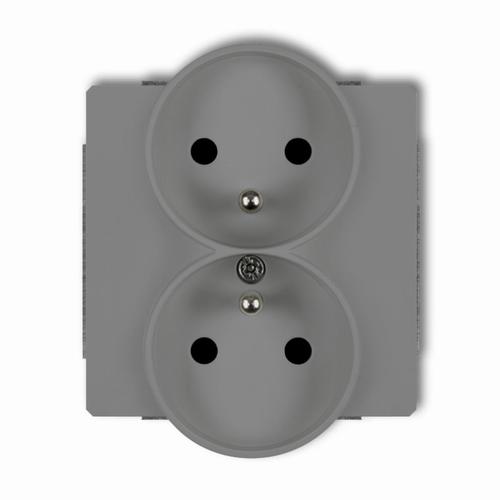 gniazdo DECO podwójne do ramki z/u szary 27DGPR-2zp