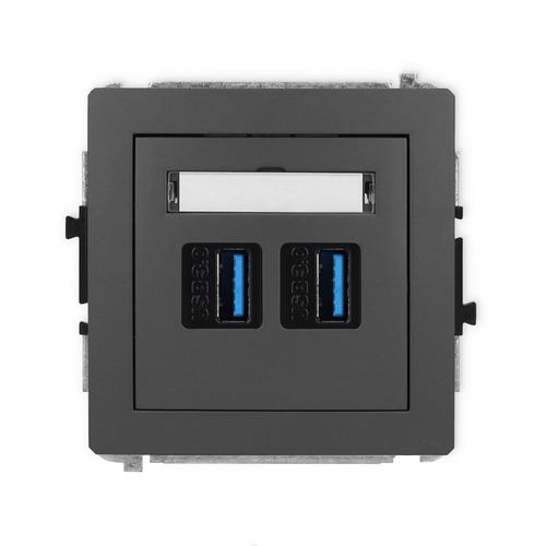 gniazdo DECO podwójne USB-AA grafitowe matowe 28DGUSB-6