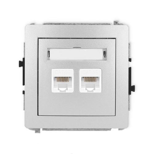 gniazdo DECO podwójne komputerowe srebrne metalowe 7DGK-2