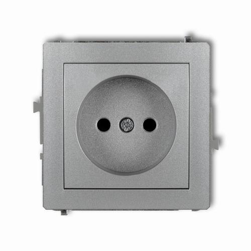 gniazdo DECO pojedyncze b/u srebrne metalowe 7DGP-1P