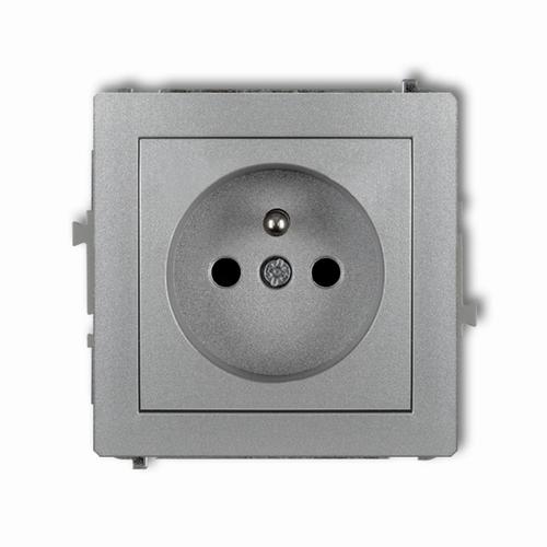 gniazdo DECO pojedyncze z/u srebry metalowe 7DGP-1zp