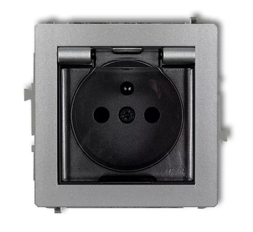gniazdo DECO bryzgoszczelne IP44 (kl.dymna) srebrne metalowe 7DGPB-1zd