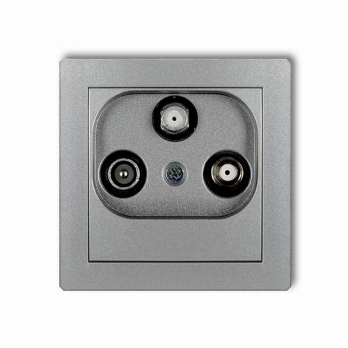gniazdo DECO 2-wyj.SAT+TV srebrne metalowe 7DGSN