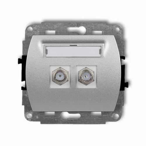 gniazdo TREND podwójne antenowe SAT srebrne metalowe 7GF-2