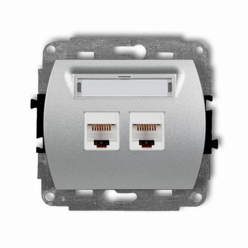 gniazdo TREND podwójne komputerowe srebrne metalowe 7GK-2