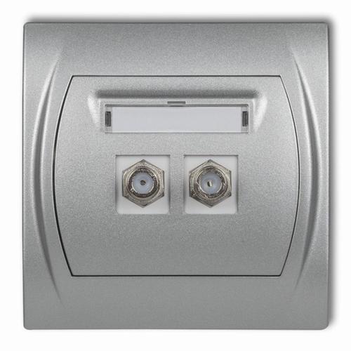 gniazdo LOGO podwójne antenowe SAT srebrne metalowe 7LGF-2