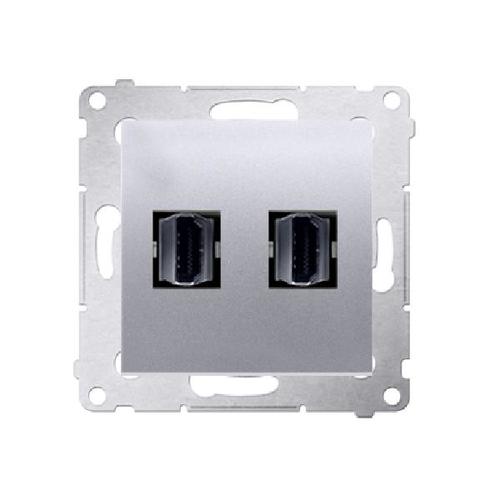SIMON 54 gniazdo HDMI podwójne (moduł) srebrny mat