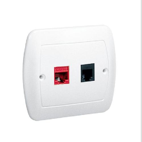 SIMON AKORD gniazdo komputerowe RJ45 kat.5e + gniazdo telefoniczne RJ11 montaż na wkręty biały