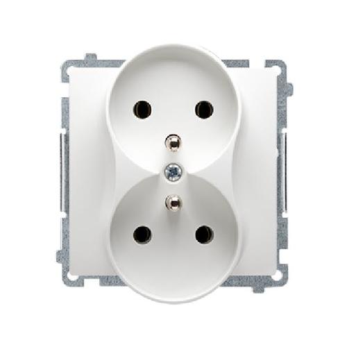 SIMON BASIC gniazdo podwójne z/uz. zaciski śrubowe 16A 250V (moduł) biały