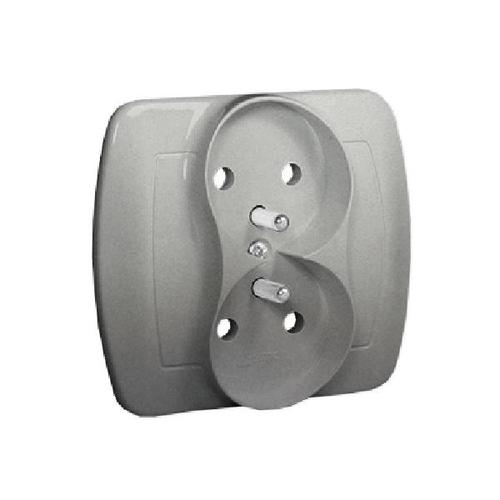 SIMON AKORD gniazdo podwójne z/uz. zaciski śrubowe 16A 250V aluminiowy