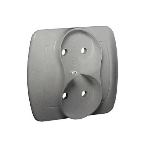 SIMON AKORD gniazdo podwójne b/uz. zaciski śrubowe 16A 250V aluminiowy