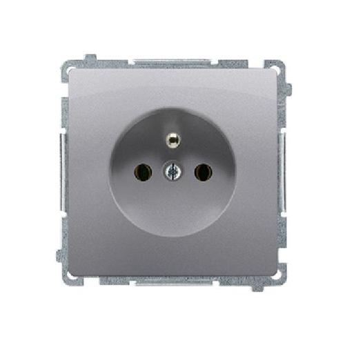 SIMON BASIC gniazdo pojedyncze z/u. zaciski śrubowe 16A 250V (moduł) stal inox