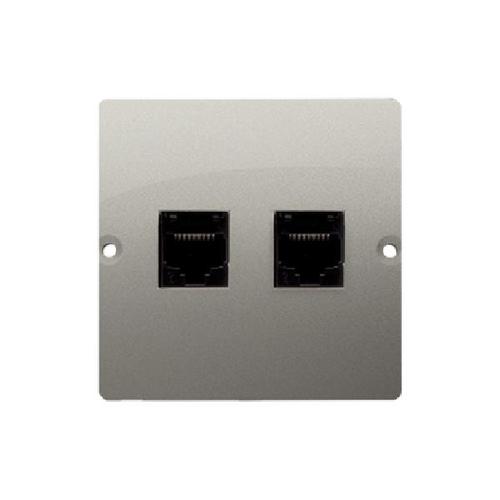 SIMON BASIC gniazdo komputerowe podwójne RJ45 kat.5e (moduł) satynowy