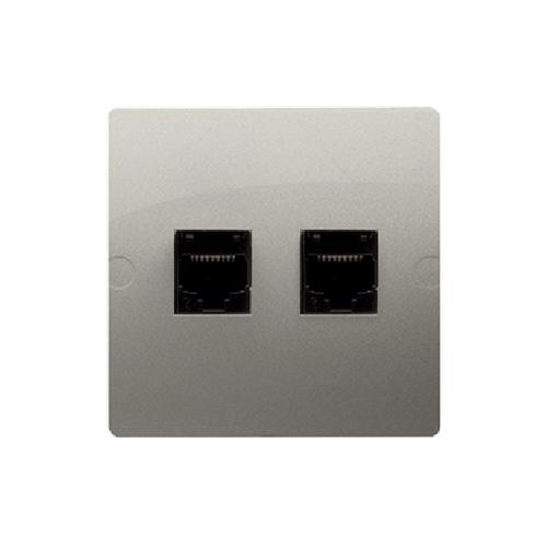 SIMON BASIC gniazdo komputerowe RJ45 kat.5e + telefoniczne RJ11 (moduł) satynowy