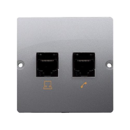 SIMON BASIC gniazdo telefoniczne RJ12 podwójne (moduł) stal inox