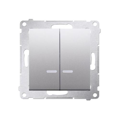 SIMON 54 wyłącznik świecznikowy IP44 z podświetleniem LED szybkozłącza 10A 250V (moduł) srebrny mat