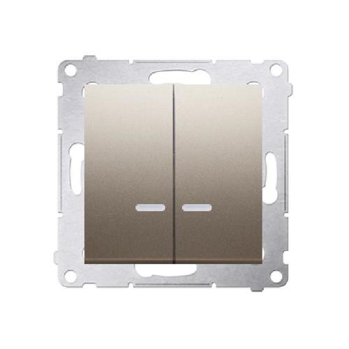 SIMON 54 wyłącznik świecznikowy IP44 z podświetleniem LED szybkozłącza 10A 250V (moduł) złoty mat
