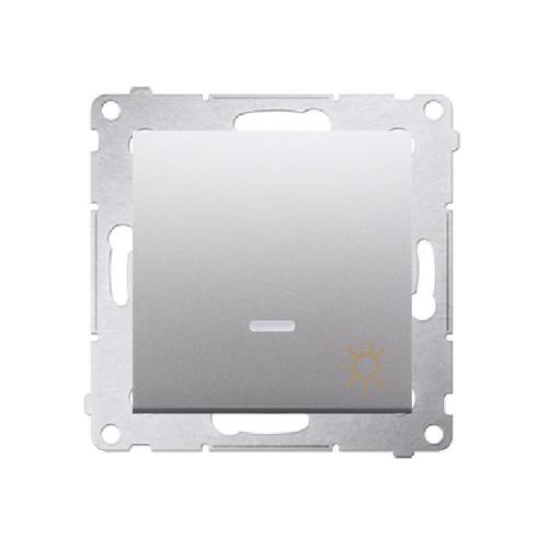 SIMON 54 przycisk światło z podświetleniem LED szybkozłącza 10A 250V (moduł) srebrny mat
