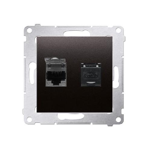 SIMON 54 gniazdo komputerowe podwójne RJ45 kat.6 z przesłoną przeciwkurzową (moduł) antracyt