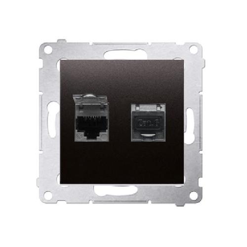 SIMON 54 gniazdo komputerowe podwójne RJ45 kat.6e z przesłoną przeciwkurzową (moduł) antracyt