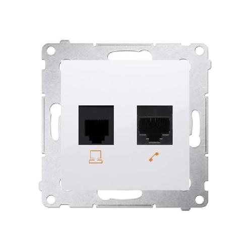 SIMON 54 gniazdo komputerowe RJ45 5e + telefoniczne RJ12 (moduł) biały