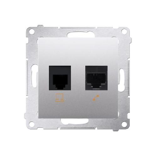 SIMON 54 gniazdo komputerowe RJ45 5e + telefoniczne RJ12 (moduł) srebrny mat