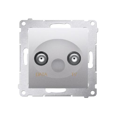 SIMON 54 gniazdo antenowe TV-DATA 5dB 5-1000MHz 2 porty wyjściowe typu "F" (moduł) srebrny mat