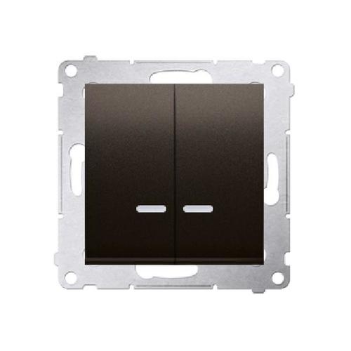 SIMON 54 wyłącznik świecznikowy IP44 z podświetleniem LED szybkozłącza 10A 250V (moduł) brązowy mat