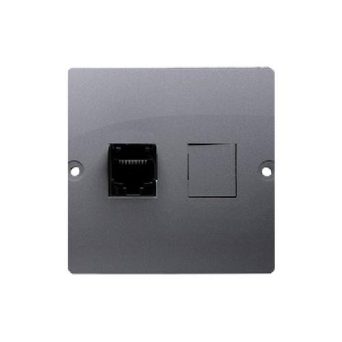 SIMON BASIC gniazdo komputerowe pojedyncze RJ45 kat.5e (moduł) srebrny mat