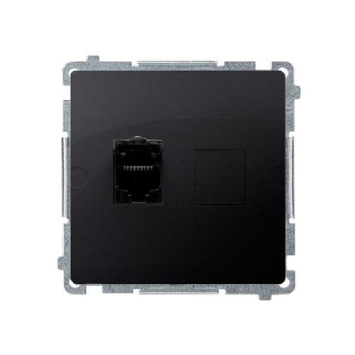 SIMON BASIC gniazdo komputerowe pojedyncze RJ45 kat.6 z przesłoną przeciwkurzową (moduł) grafit matowy
