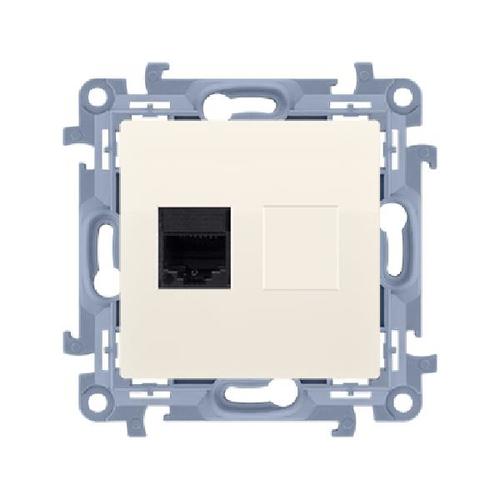 SIMON 10 gniazdo komputerowe pojedyncze RJ45 kat.6e (moduł) kremowy