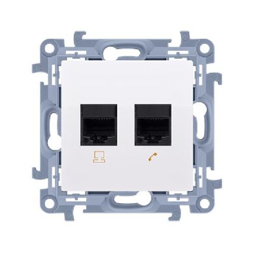SIMON 10 gniazdo komputerowe RJ45 kat.6 + telefoniczne RJ11 (moduł) biały