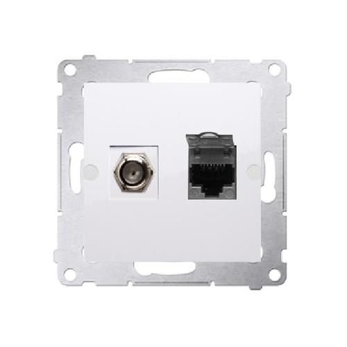 SIMON 54 gniazdo antenowe typu "F"+ RJ45 kat.6 (moduł) biały