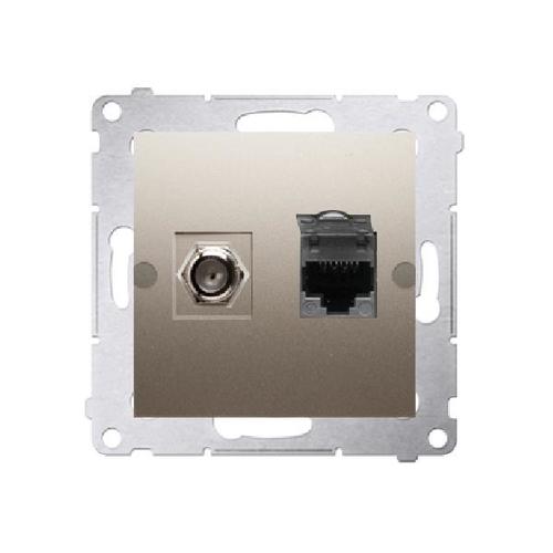 SIMON 54 gniazdo antenowe typu "F" + RJ45 kat.6 (moduł) złoty mat