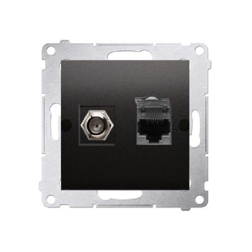 SIMON 54 gniazdo antenowe typu "F" + RJ45 kat.6 (moduł) antracyt