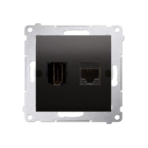 SIMON 54 gniazdo HDMI + RJ45 kat.6. (moduł) antracyt