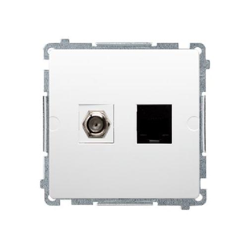 SIMON BASIC gniazdo antenowe typu F + komputerowe RJ45 kat.6 (moduł) biały