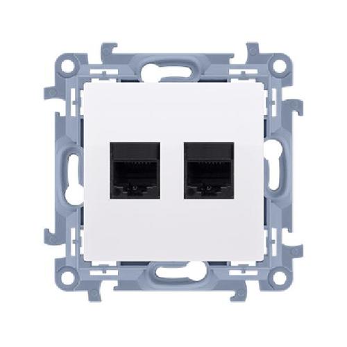 SIMON 10 gniazdo komputerowe RJ45 kat.5e + telefoniczne RJ11 (moduł) biały