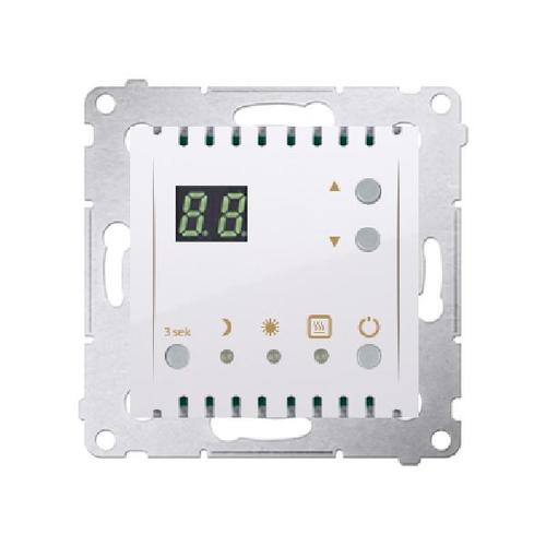 SIMON 54 regulator temperatury z wyświetlaczem i czujnikiem wewnętrznym 16(2)A 230V (moduł) biały