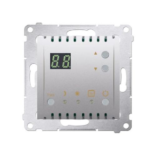 SIMON 54 regulator temperatury z wyświetlaczem i czujnikiem wewnętrznym 16(2)A 230V (moduł) srebrny mat