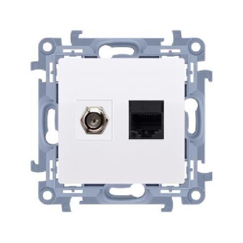 SIMON 10 gniazdo antenowe typ F + RJ45 kat.5e (moduł) biały