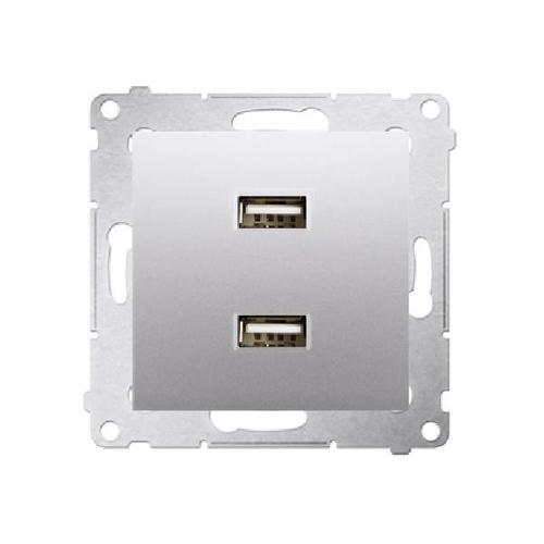 SIMON 54 ładowarka 2xUSB 2,1A, 5V DC, 230V (moduł) srebrny mat