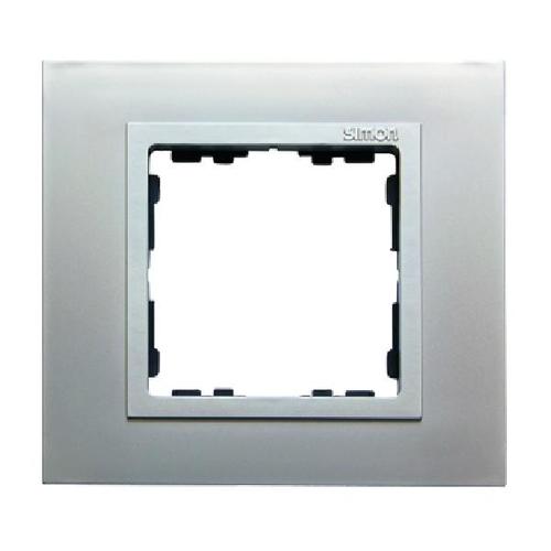 SIMON 82 NATURE ramka 1-kr. metal aluminium/pierścień aluminium mat