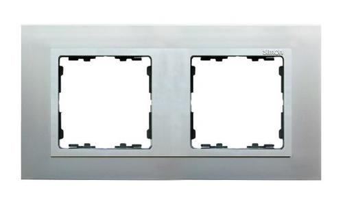 SIMON 82 NATURE ramka 2-kr. metal aluminium/pierścień aluminium mat
