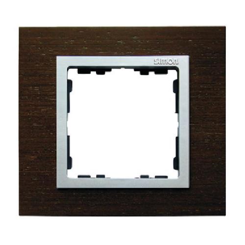 SIMON 82 NATURE ramka 1-kr. drewno wenge/pierścień aluminium mat