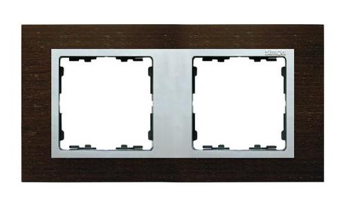 SIMON 82 NATURE ramka 2-kr. drewno wenge/pierścień aluminium mat