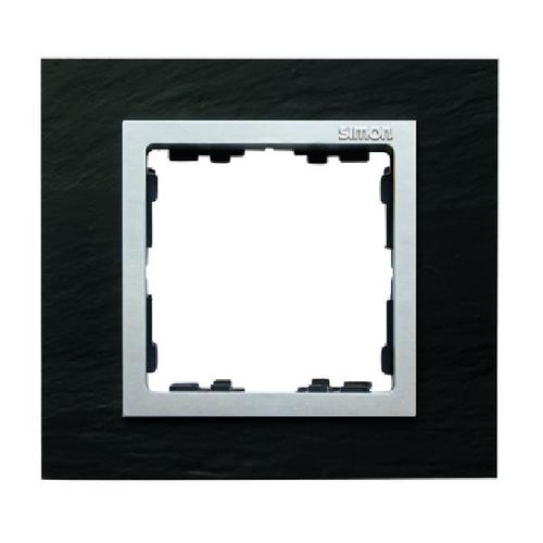 SIMON 82 NATURE ramka 1-kr. łupek/pierścień aluminium mat